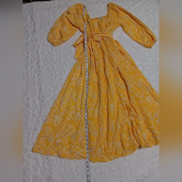 Yellow Long Sleeve Floral Dress - Picture 2 of 6